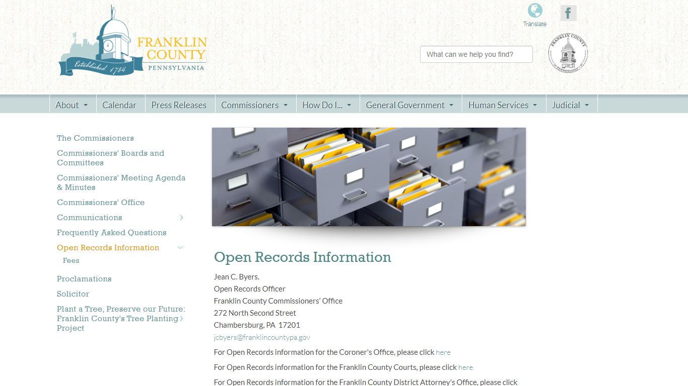 Open Records Information - Franklin County, PA